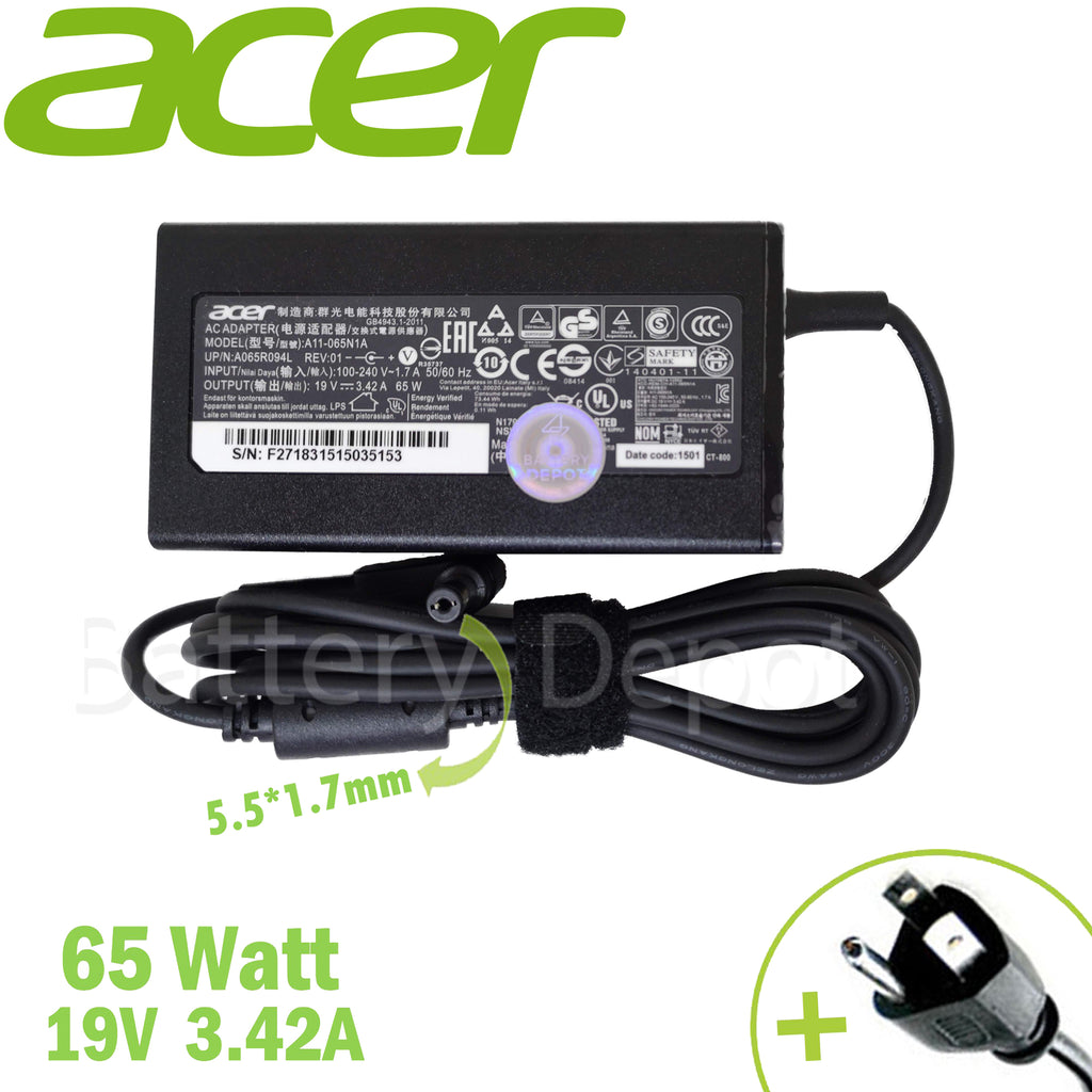 Acer 65W 5.5x1.7 mm AC Adapter สายชาร์จ Acer อแดปเตอร์